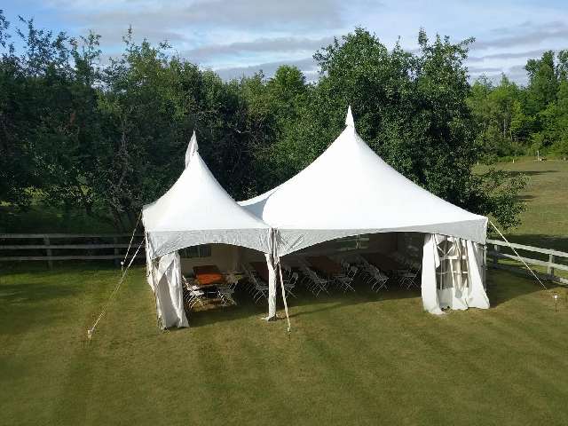 Tent on green lawn image